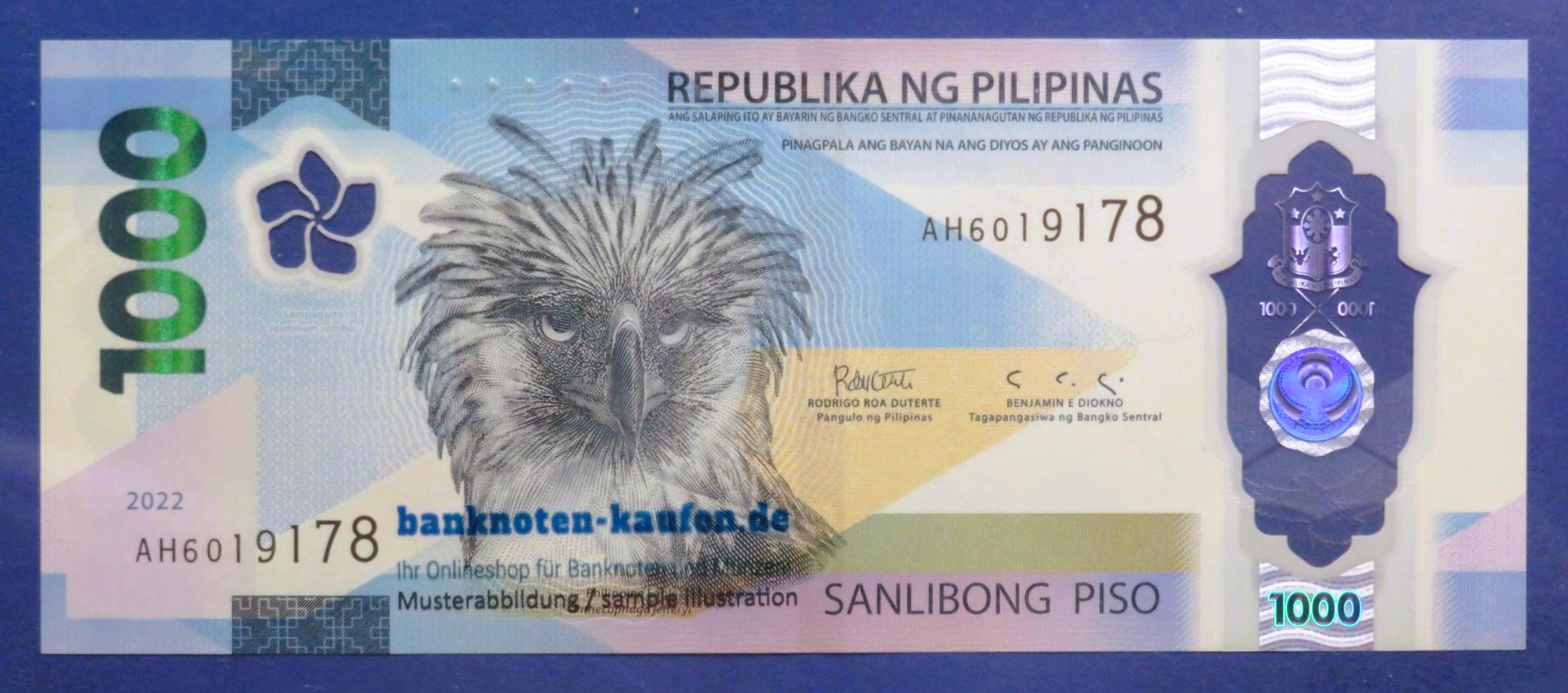 Philippines - 1,000 Piso, 2022, circulated (USED / XF), Polymer, P-241a