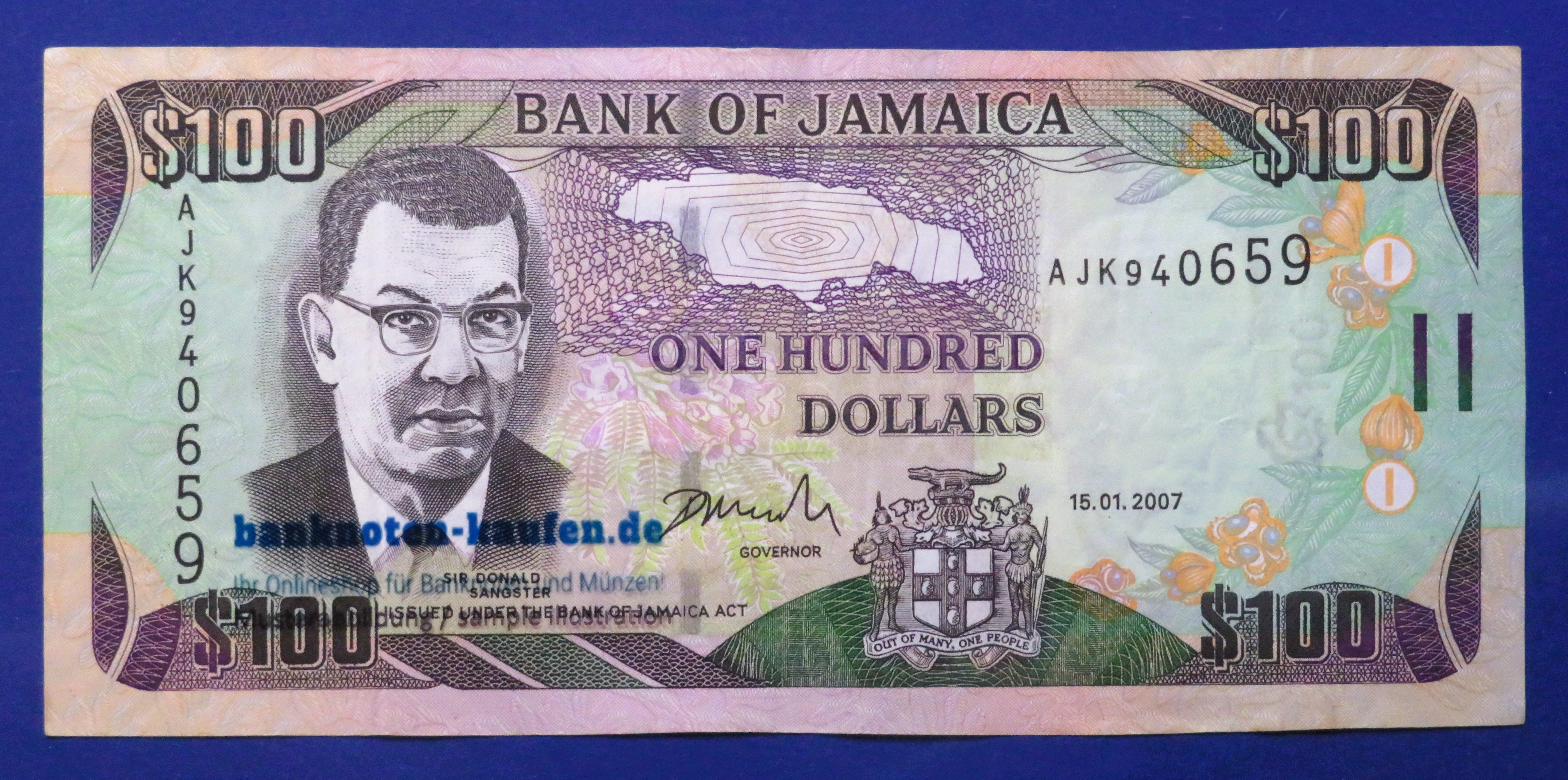 Jamaica, 100 Dollars, 2007, circulated (USED / VF), P-84c