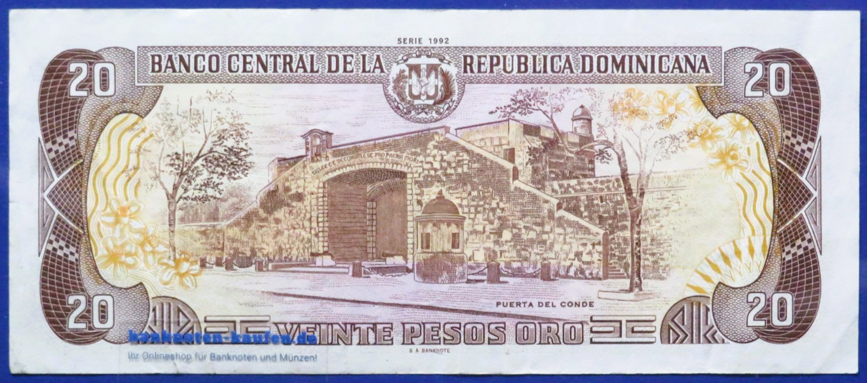 Dominikanische Republik, 20 Pesos oro, 1992, gebraucht (USED / VF), Gedenkausgabe, P-139