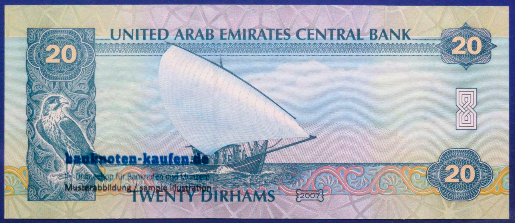 Vereinigte Arabische Emirate, 20 Dirhams, 2007, kassenfrisch (UNC), P-21c