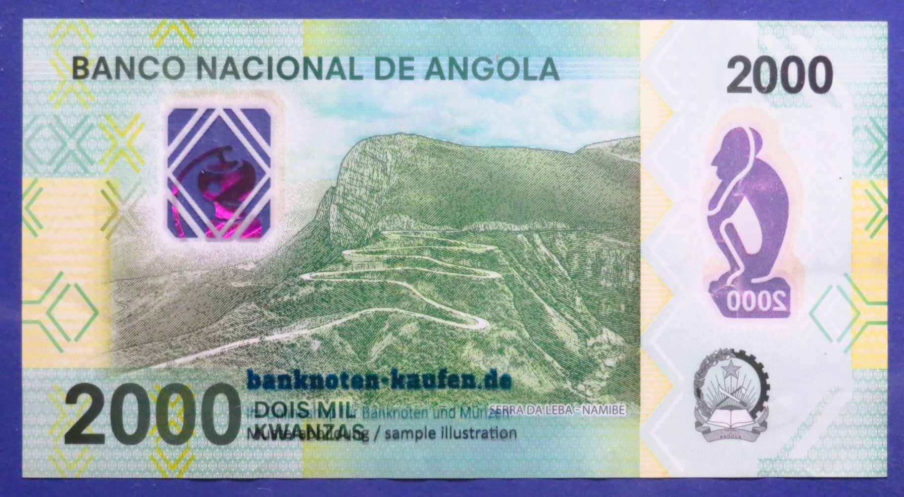 Angola, 2.000 Kwanzas, 2020, gebraucht (USED / VF), Polymer, P-163a