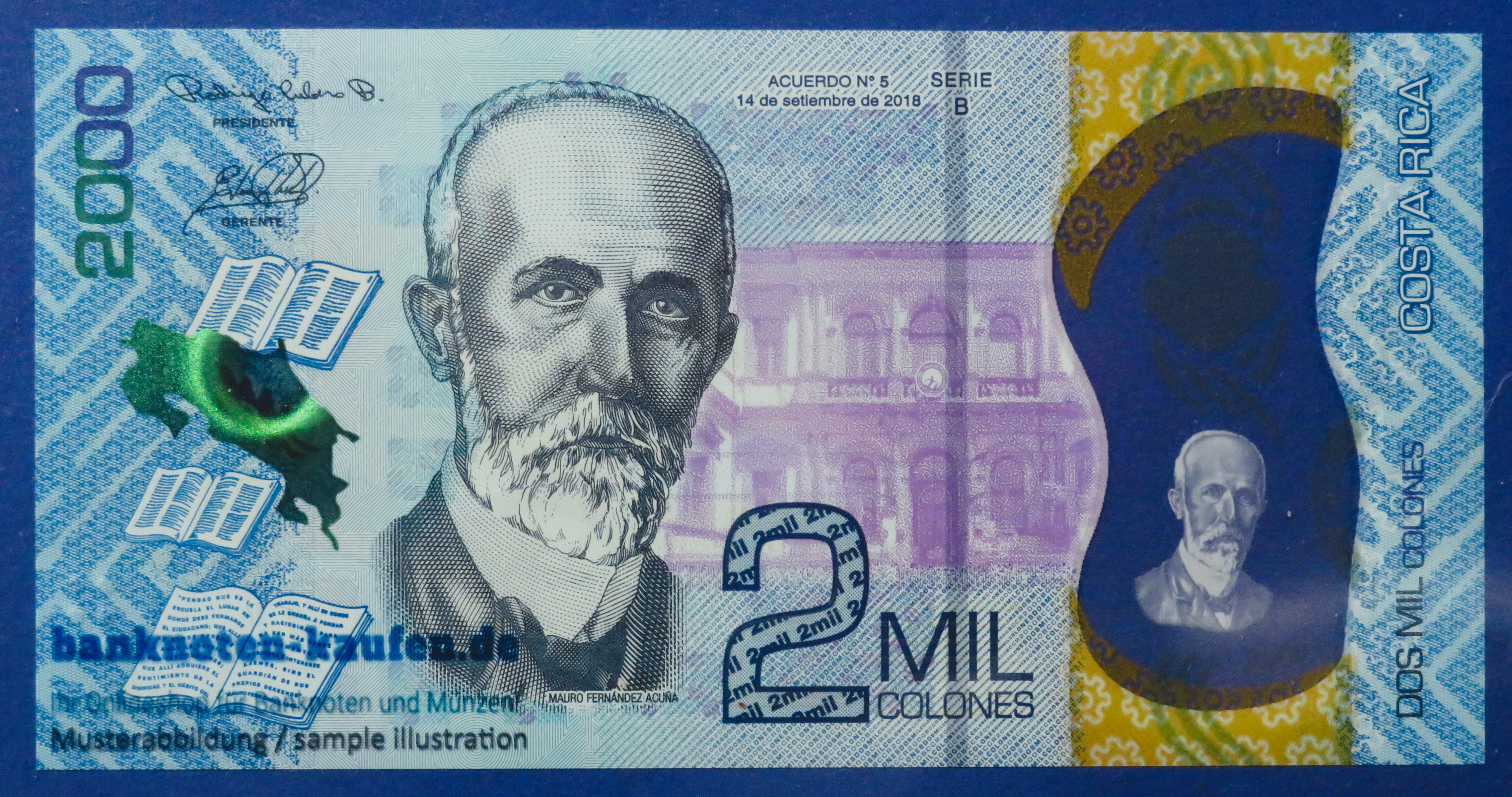 Costa Rica - 2,000 Colones, 2018, uncirculated (UNC), Polymer