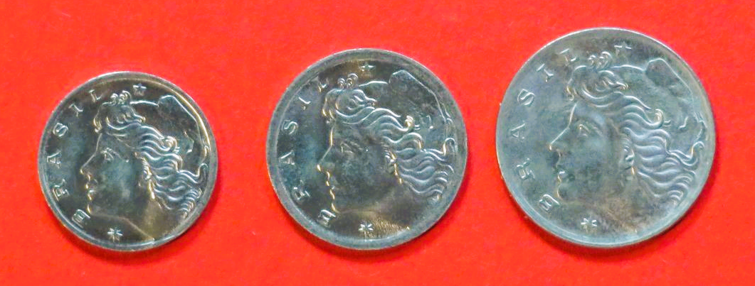 Brasilien - Set 5: 1/2/5 Centavos, 1975-1978, gebraucht (used / ss), FAO