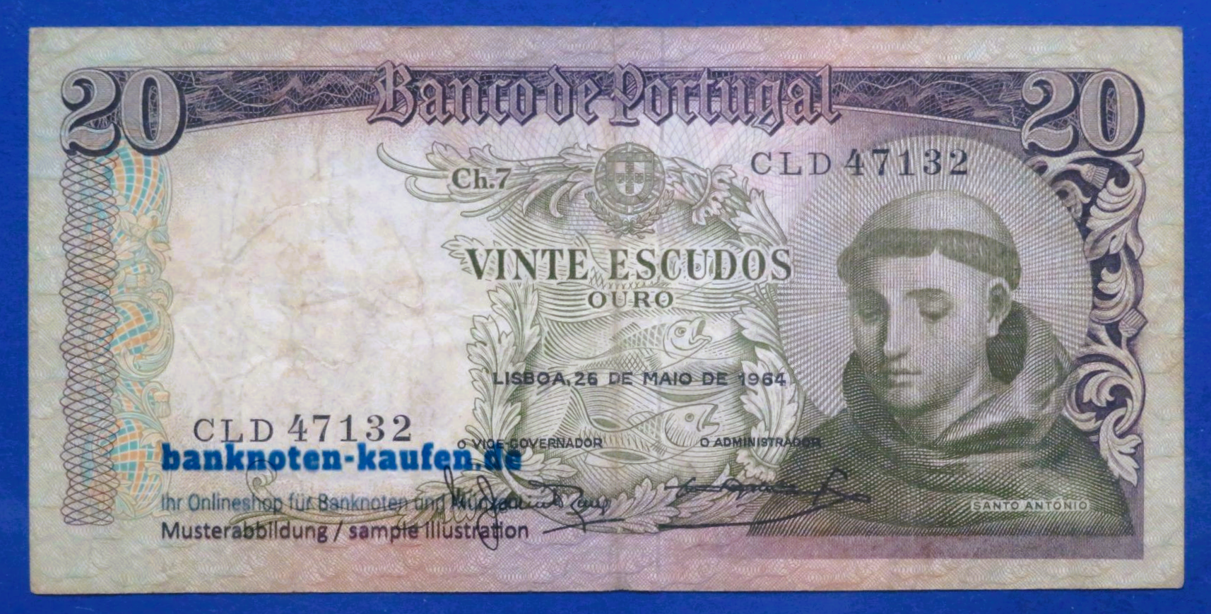 Portugal, 20 Escudos, 1964, gebraucht (USED / F), P-167b