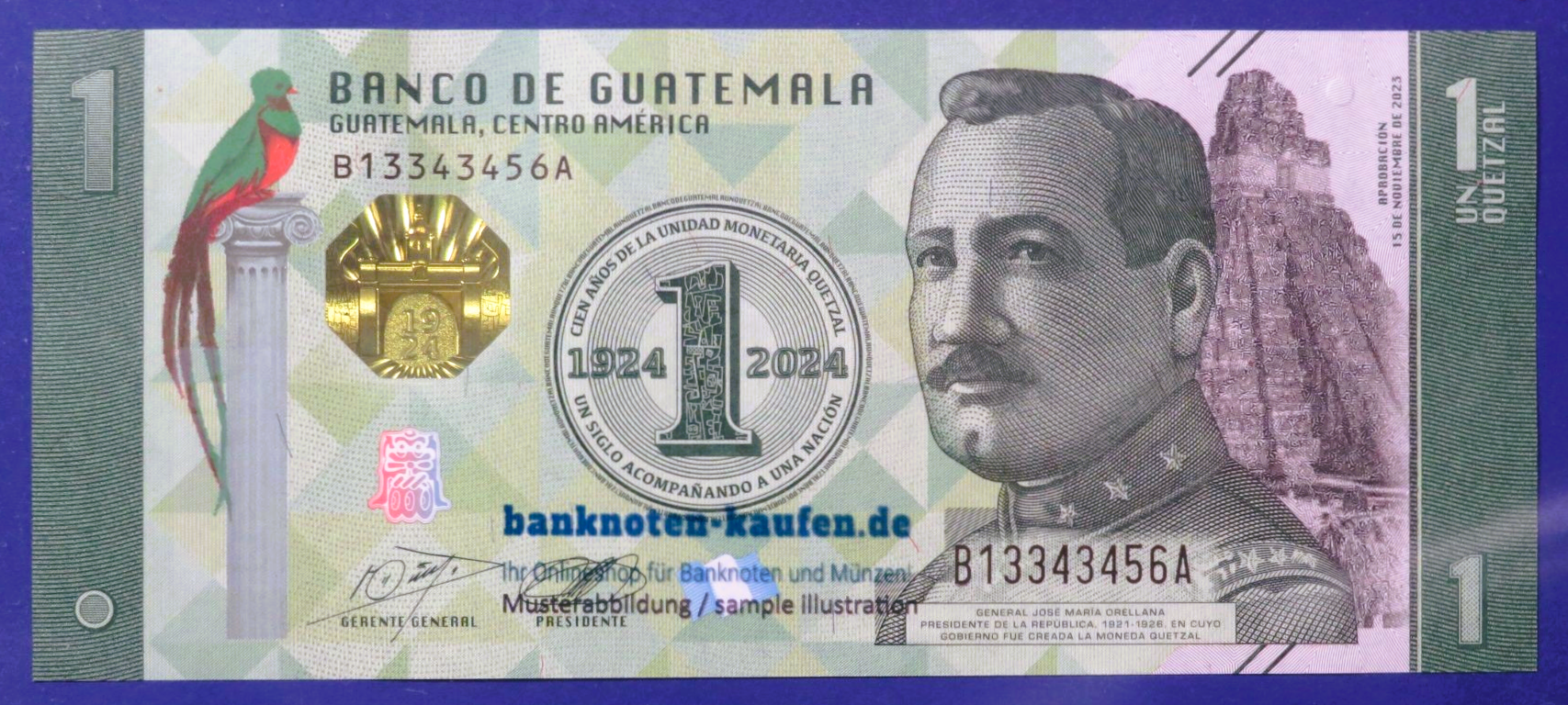 Guatemala, 1 Quetzal, 2023, uncirculated (UNC), Commemorative issue