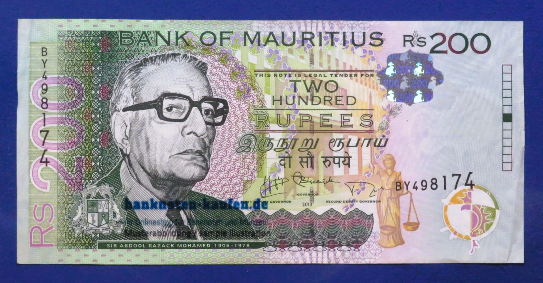 Mauritius, 200 Rupien, 2013, gebraucht (USED / VF), P-61b