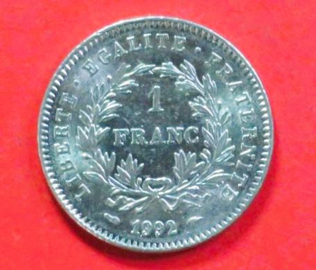 Frankreich:  1 Franc, 1992, gebraucht (used / ss+), Gedenkausgabe, # 295
