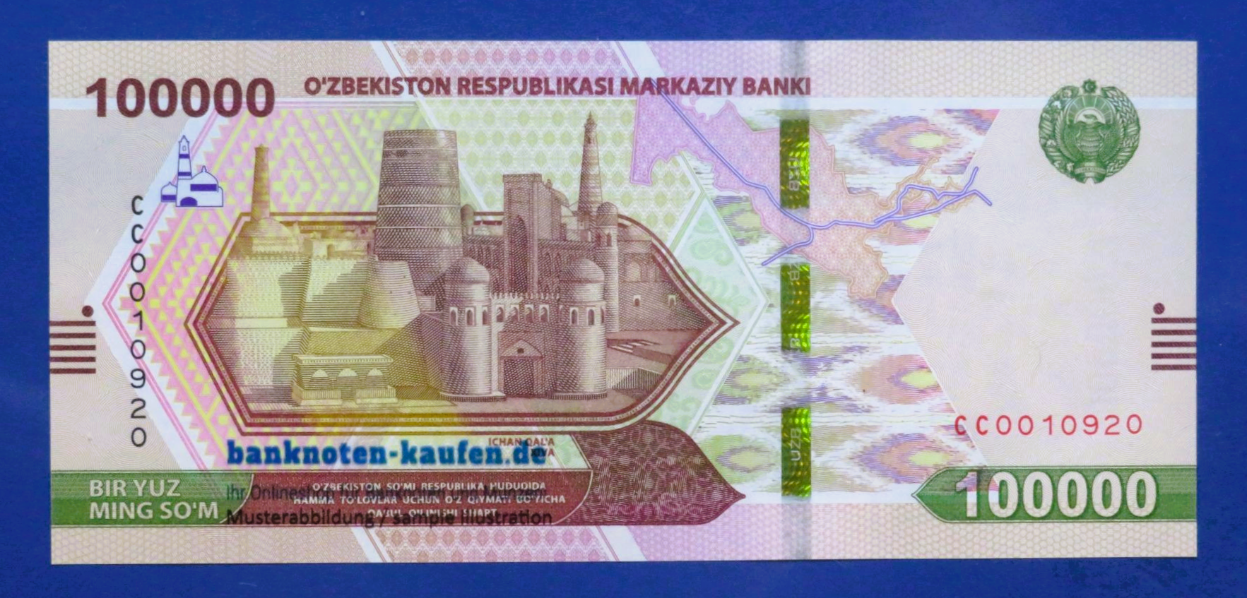Uzbekistan - 100,000 Som, 2021, uncirculated (UNC), P-92
