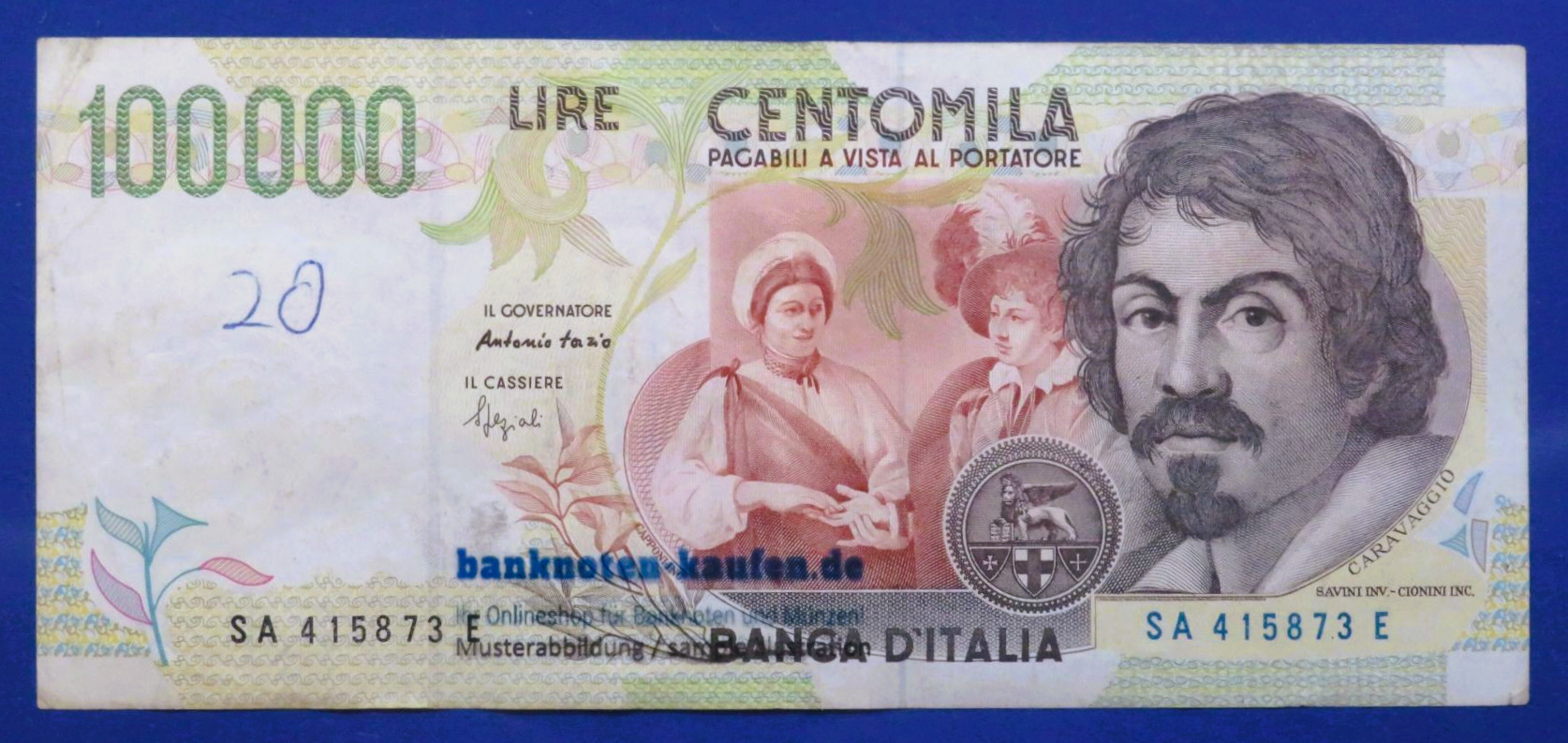 Italy - 100,000 Lire, 1994, circulated (USED / VF-), P-117a