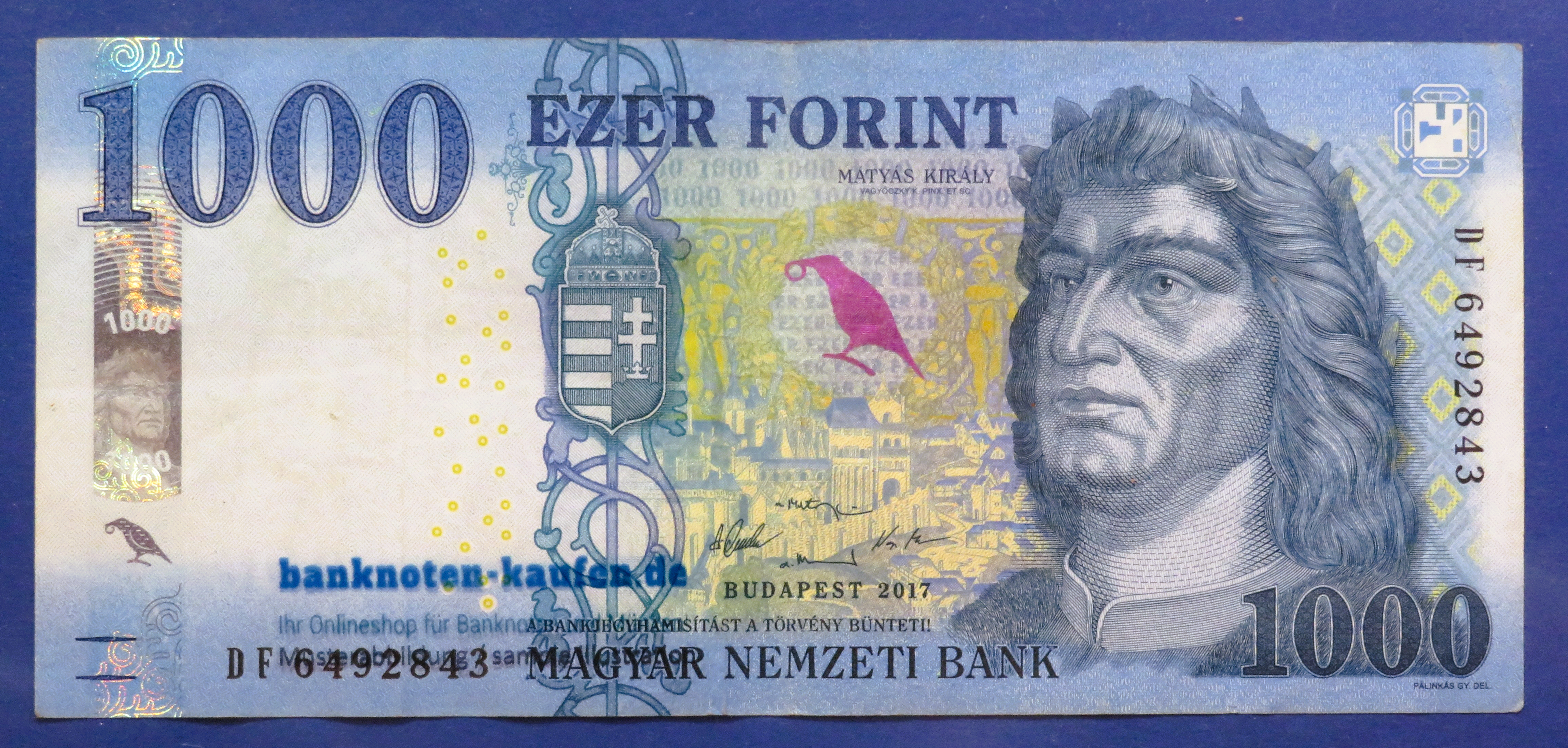 Hungary - 1,000 Forint, 2017, circulated (USED / VF), P-203  