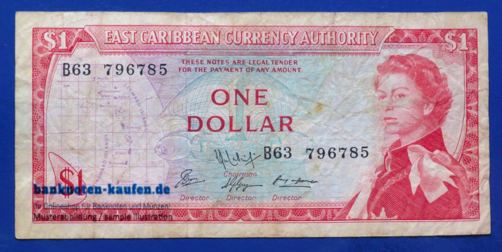 Ostkaribische Staaten, 1 Dollar, 1965ND, gebraucht (USED / F), P-13