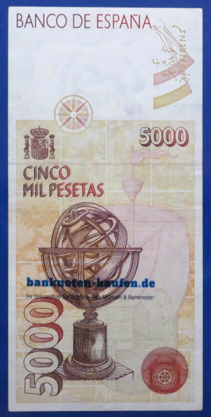 Spain - 5,000 Pesetas, 1992, extremely fine (XF), P-165
