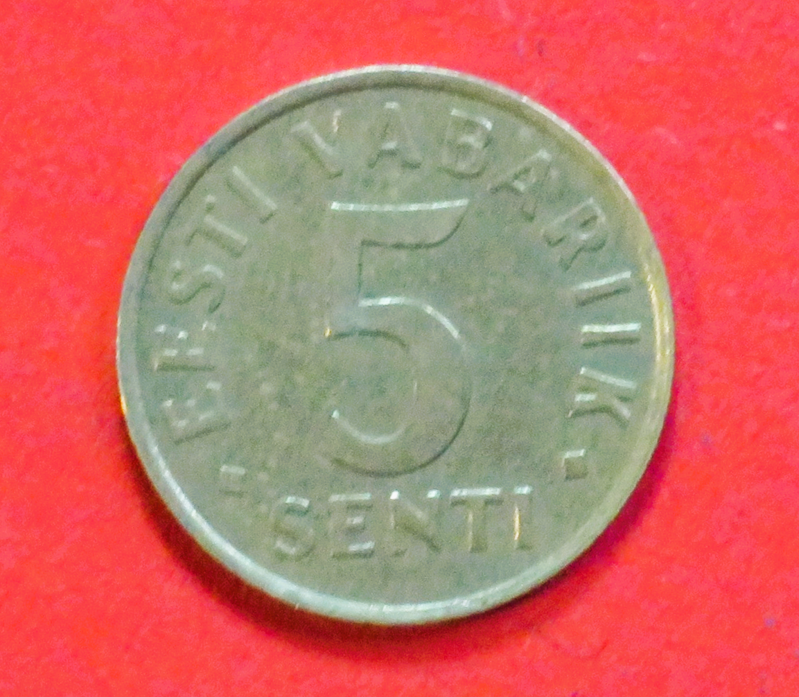 Estland:  5 Senti, 1991-1995, gebraucht (used / ss), # 22