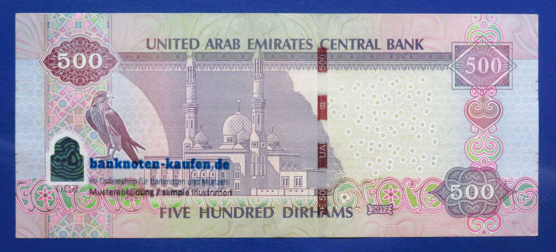 United Arab Emirates, 500 Dirhams, 2017, circulated (USED / XF+), P-32f