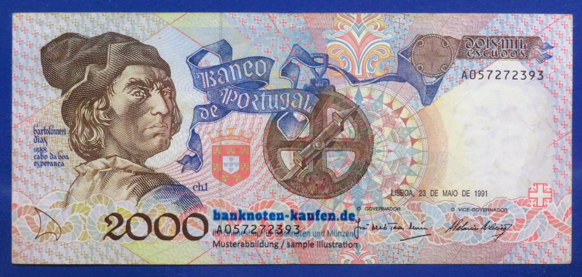 Portugal, 2.000 Escudos, 1991, gebraucht (USED / VF), P-186a