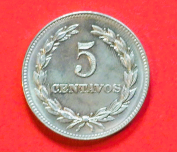 El Salvador: 5 Centavos, 1977, gebraucht (used / ss+), # 21b