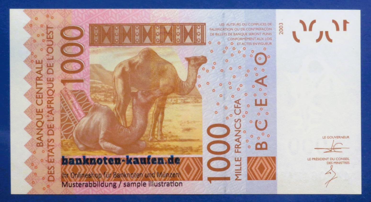 West African States - 1,000 Francs, 2003, uncirculated (UNC), P-815Tn