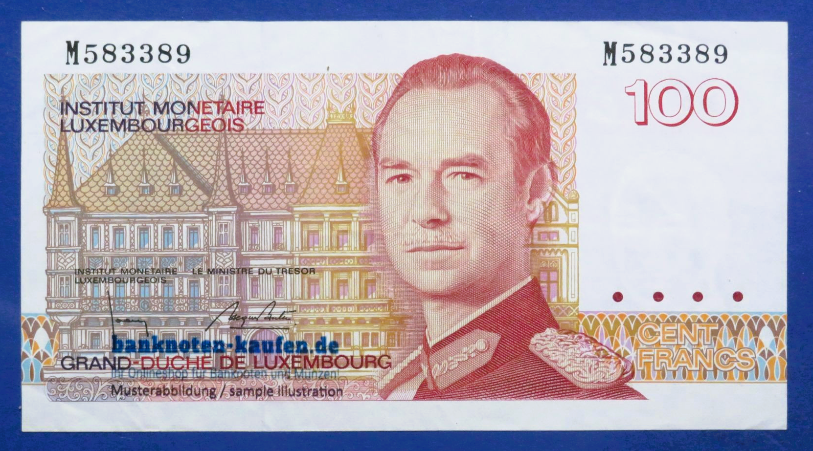 Luxembourg, 100 Francs, 1986ND, circulated (USED / VF+), P-58