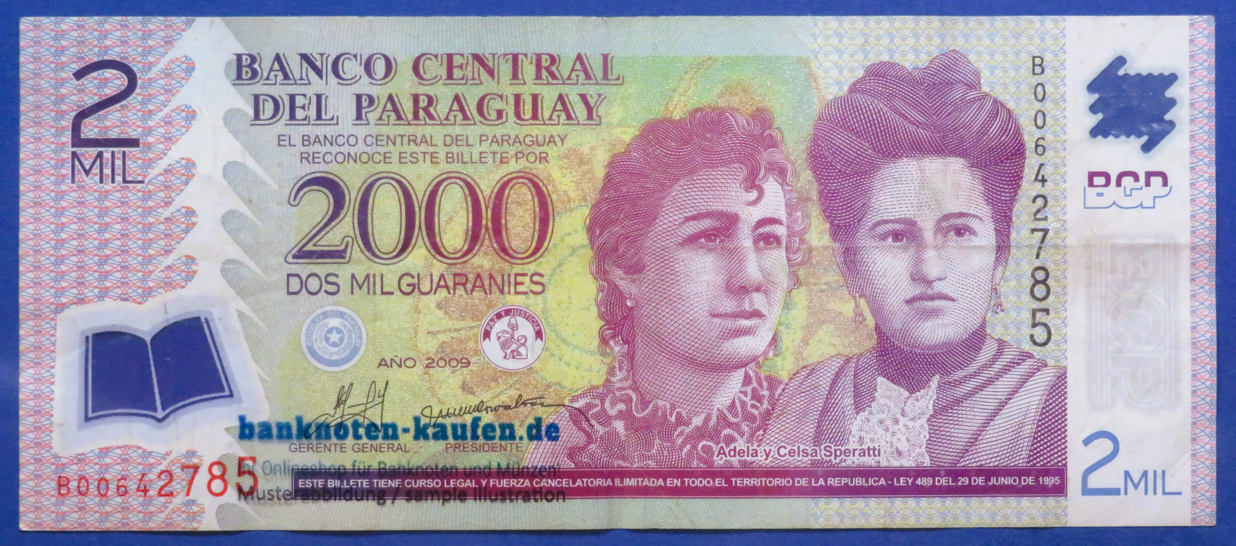 Paraguay - 2,000 Guaranies, 2009, circulated (USED / VF), P-228b