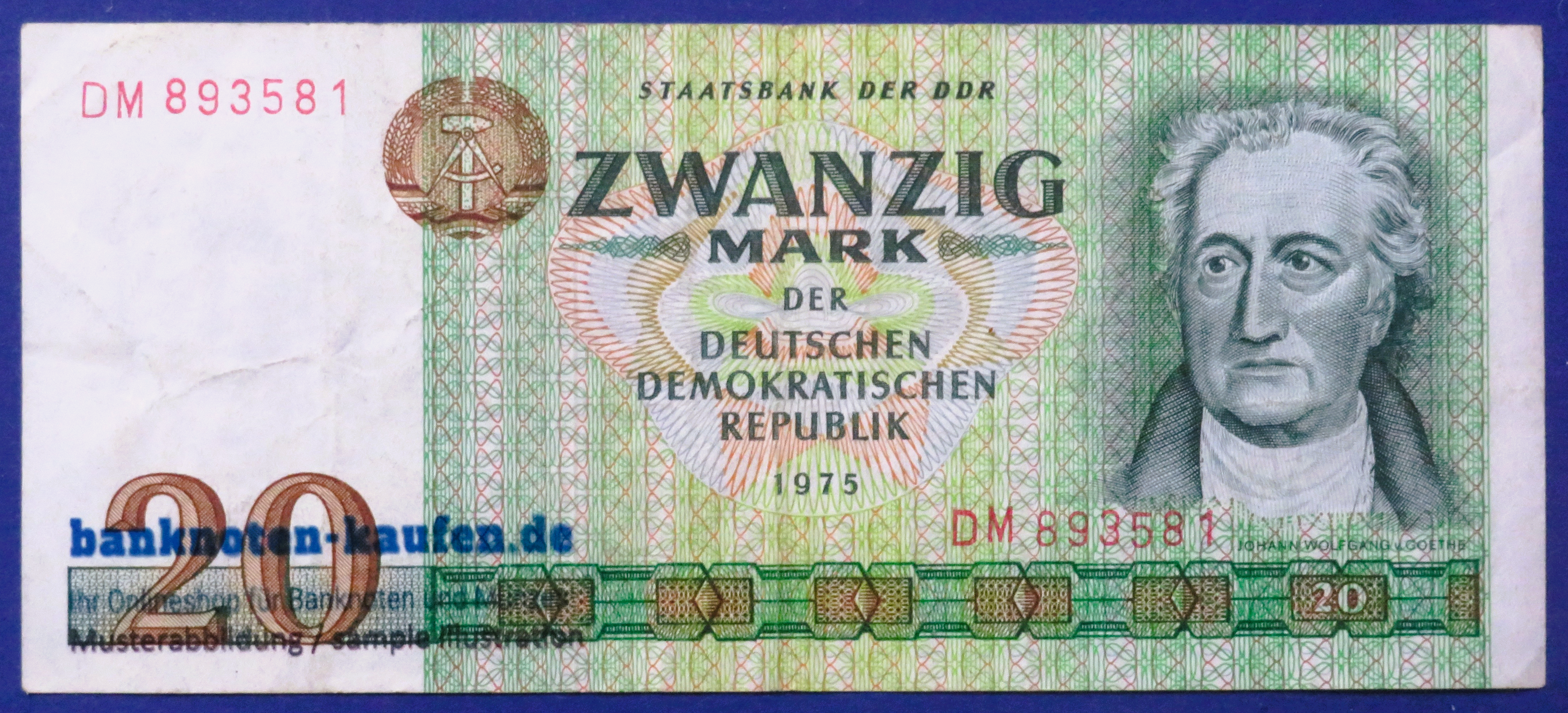 Germany-Democratic Republic (GDR), 20 Mark, 1975, circulated (USED / VF), P-29a