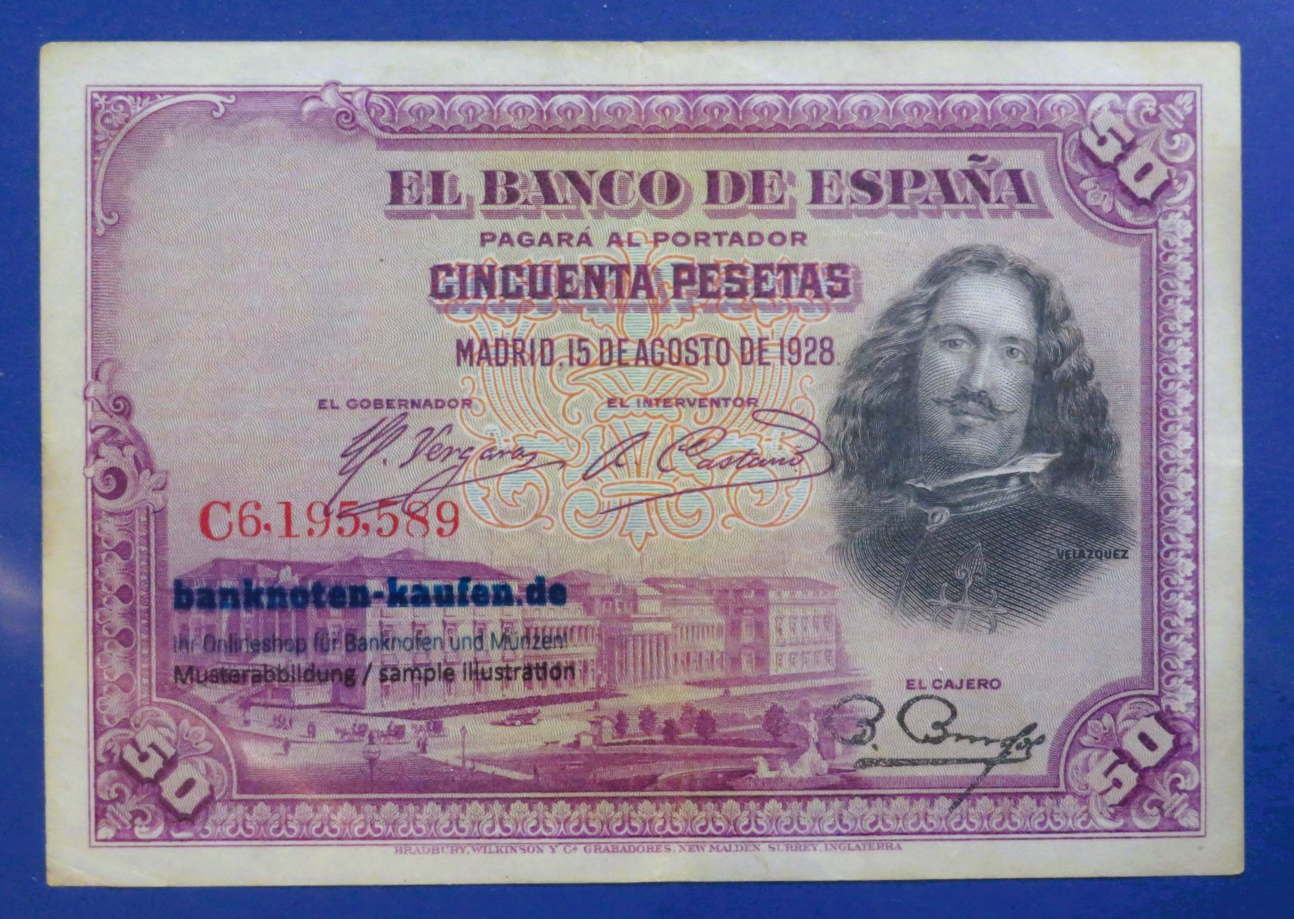 Spain, 50 Pesetas, 1928, circulated (USED / VF), P-75