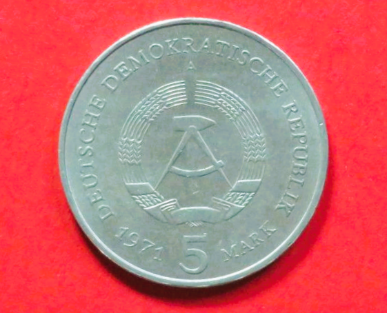 GDR: 5 Mark, 1971, circulated (used / vf+), Commemorative issue, # 31.1