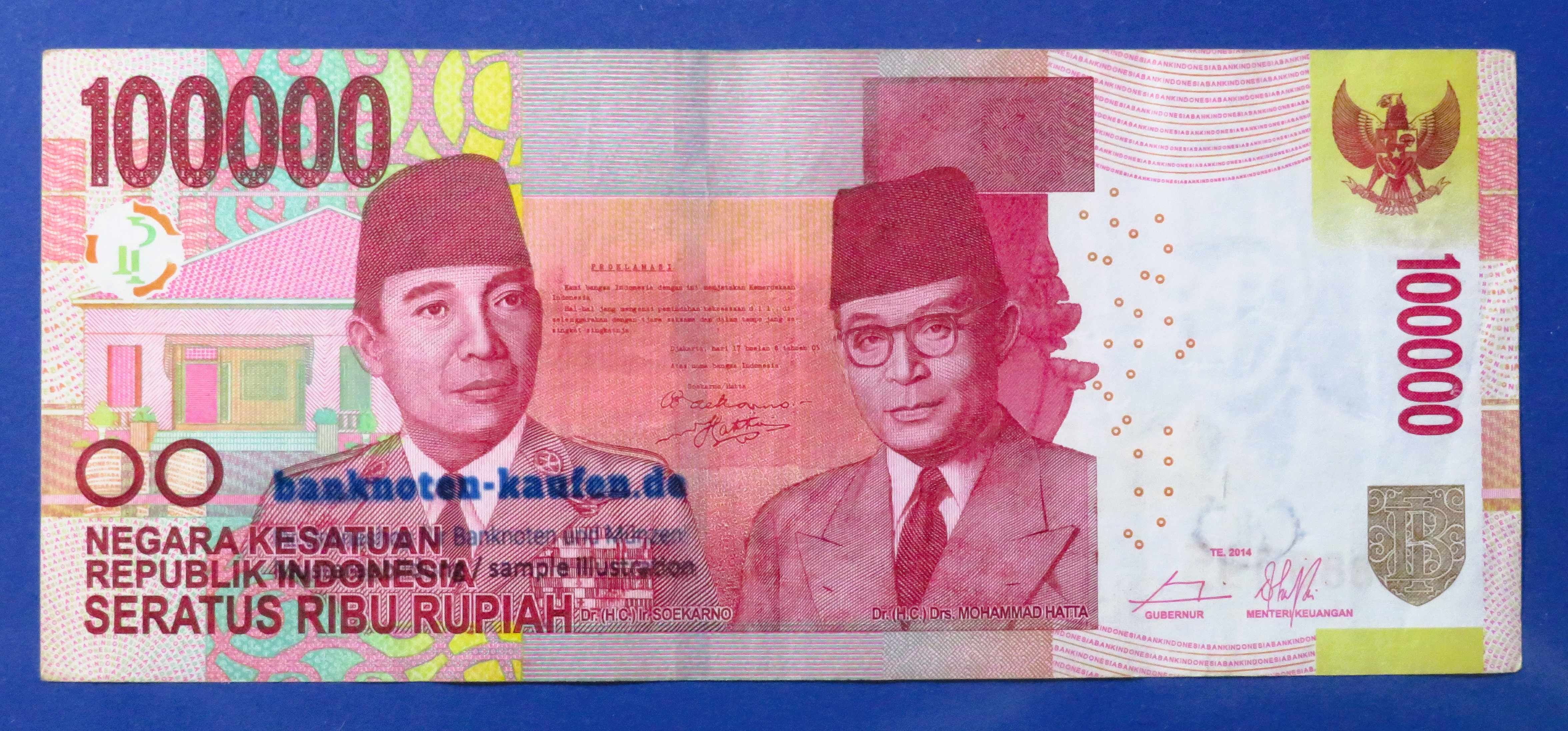 Indonesia - 100,000 Rupiah, 2014, circulated (USED / VF+), P-153A