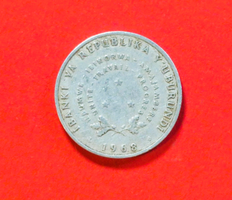 Burundi:  5 Francs, 1968, gebraucht (used / ss)