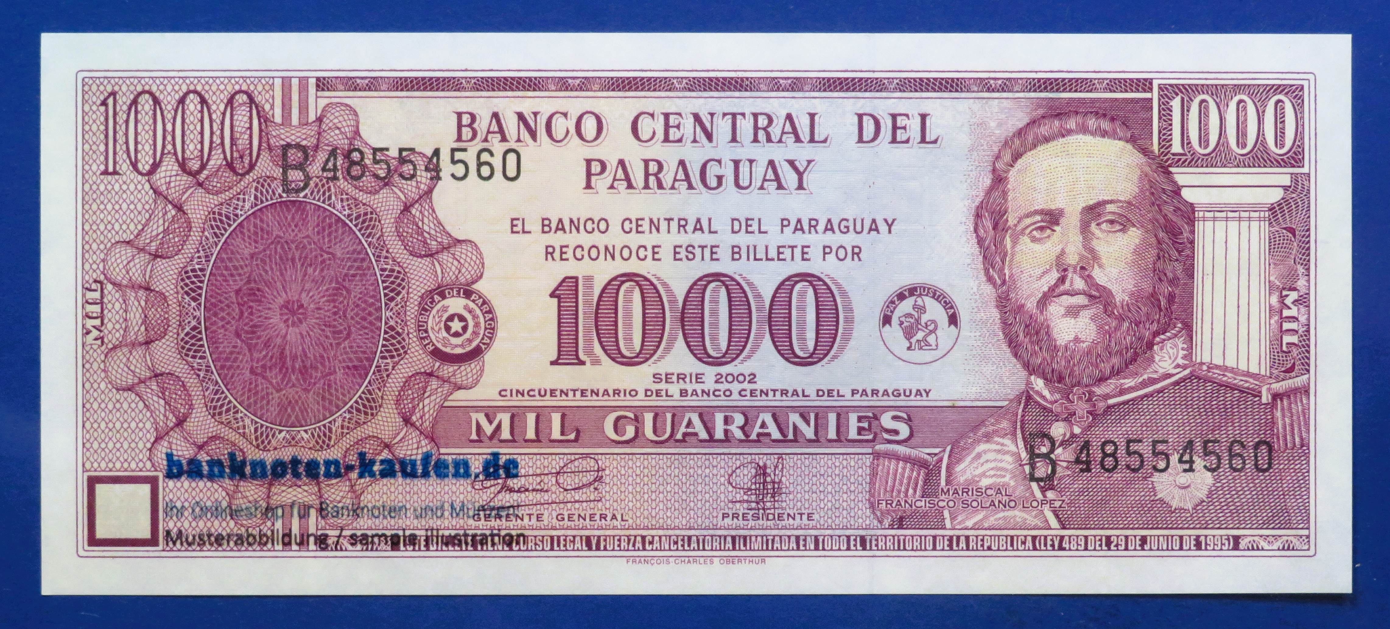 Paraguay - 1,000 Guaranies, 2002, uncirculated (UNC), P-221