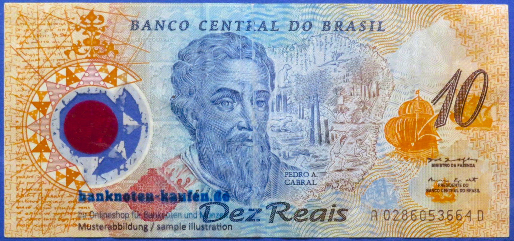 Brasilien, 10 Reais, 2000ND, gebraucht  (USED / VF-), Polymer, Gedenkausgabe, P-248a