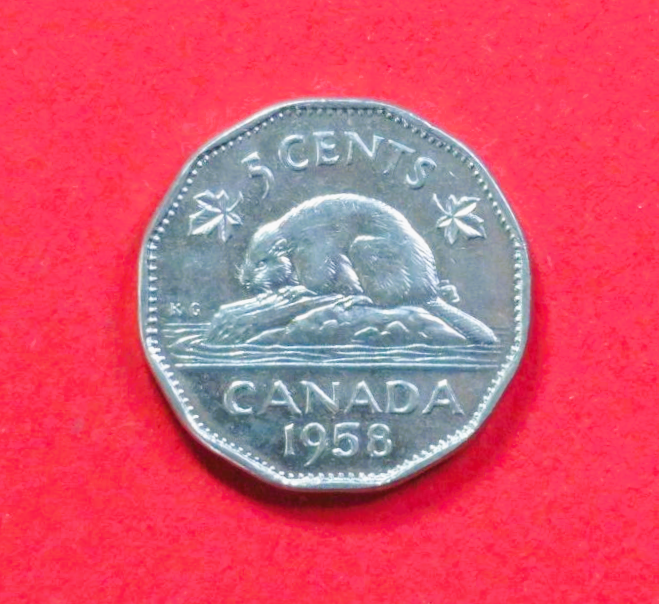 Canada:  5 Cents, 1955-1962, circulated (used / vf), QE II., # 49a