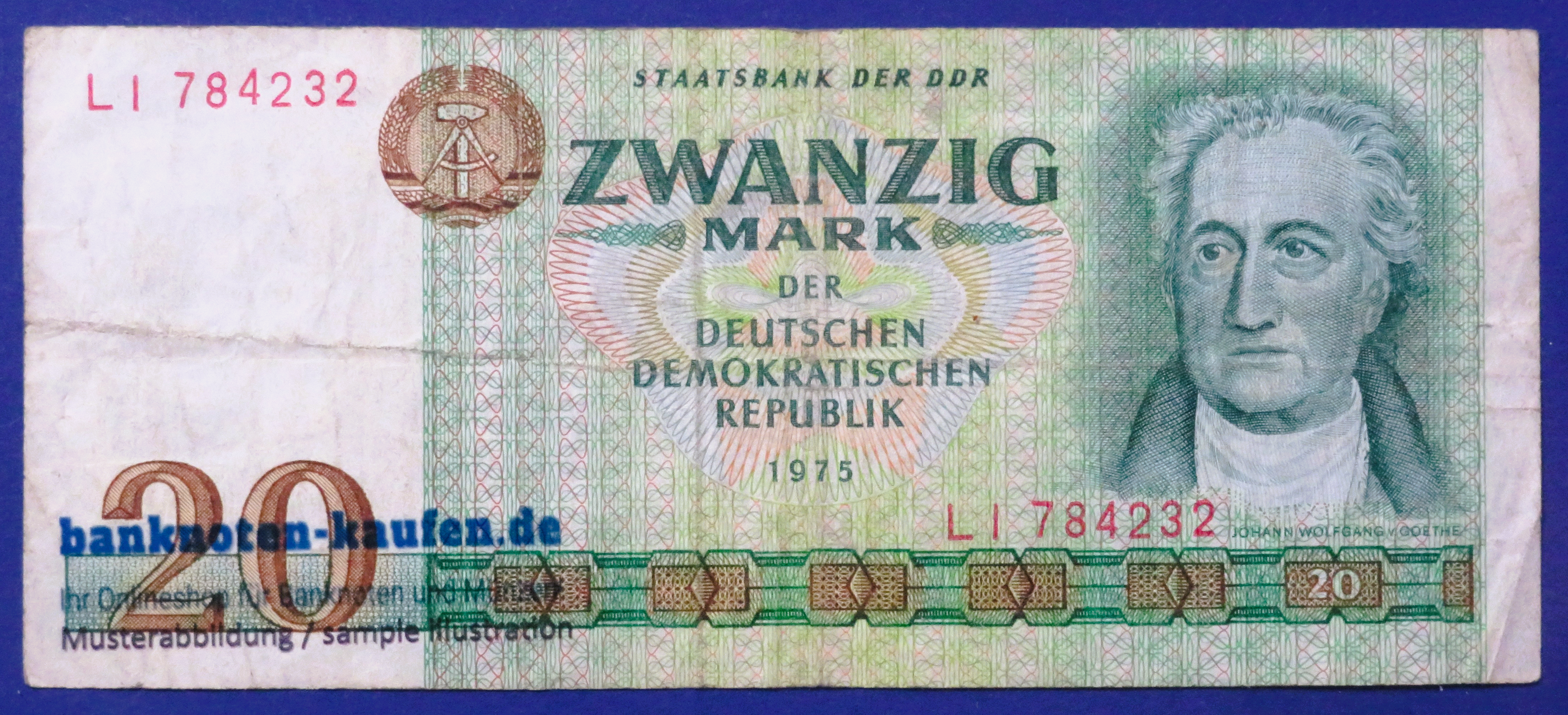 Germany-Democratic Republic (GDR), 20 Mark, 1975, circulated (USED / F), P-29a