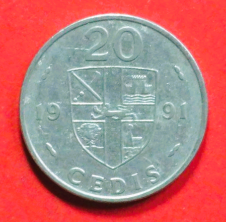 Ghana: 20 Cedis, 1991-1999, gebraucht (used / ss), # 31
