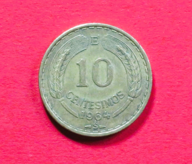 Chile: 10 Centesimos, 1960-1970, gebraucht (used / ss), # 33