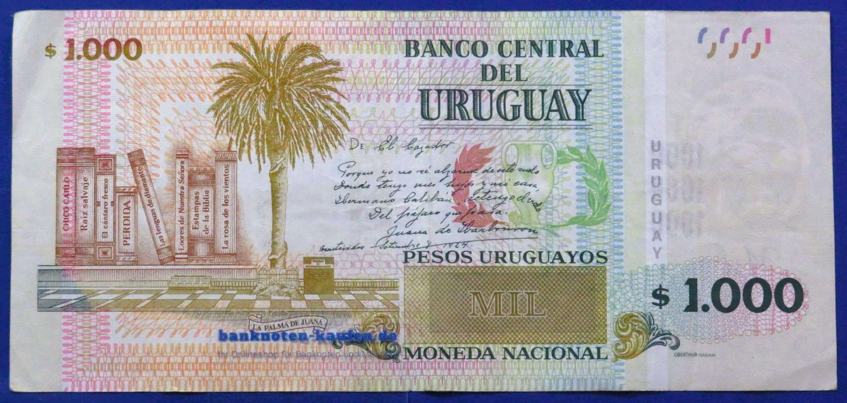Uruguay, 1.000 Pesos Uruguayos, 2021, gebraucht (USED / VF), P-98c