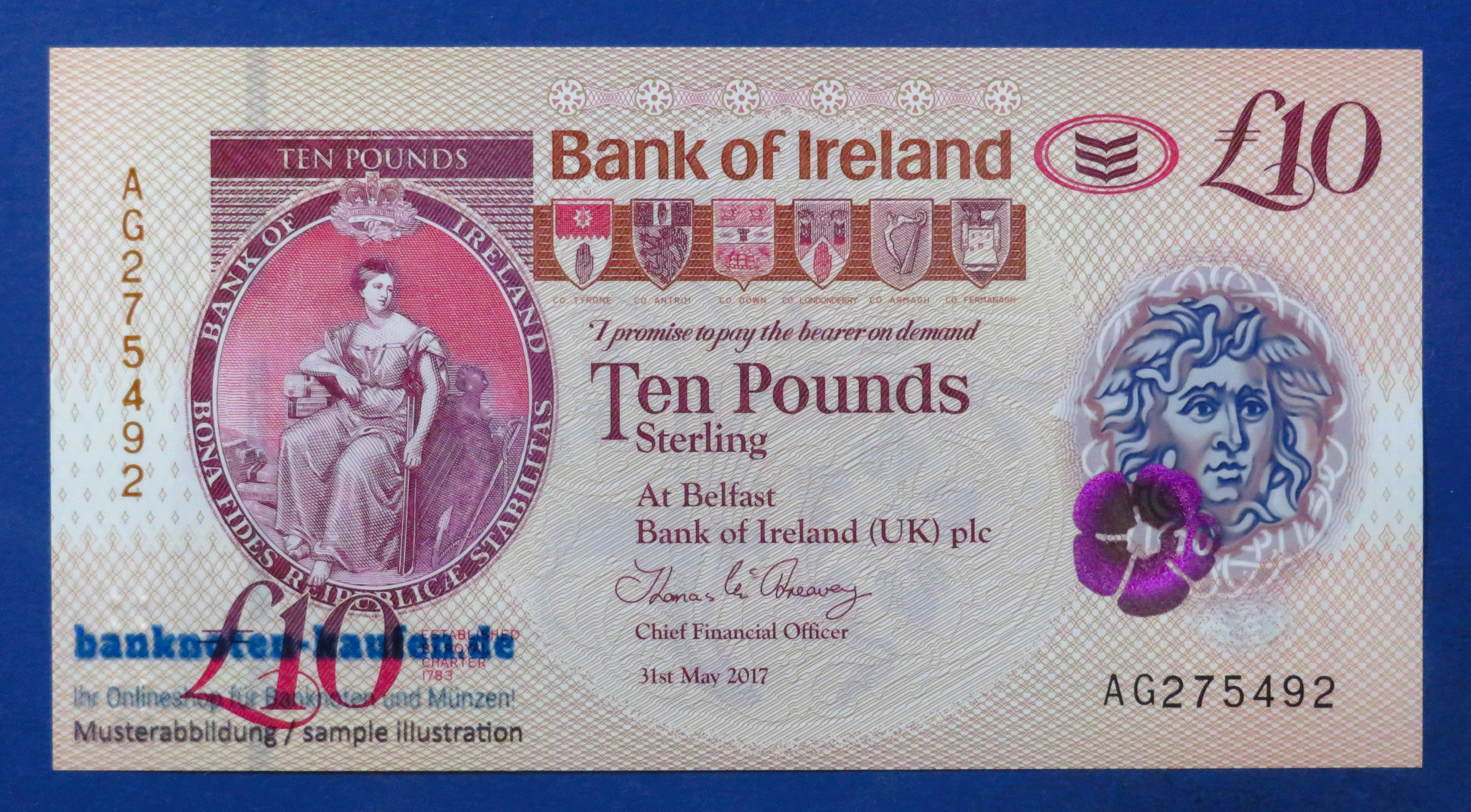 Nordirland, 10 Pounds, 2017, kassenfrisch (UNC), Polymer, P-91