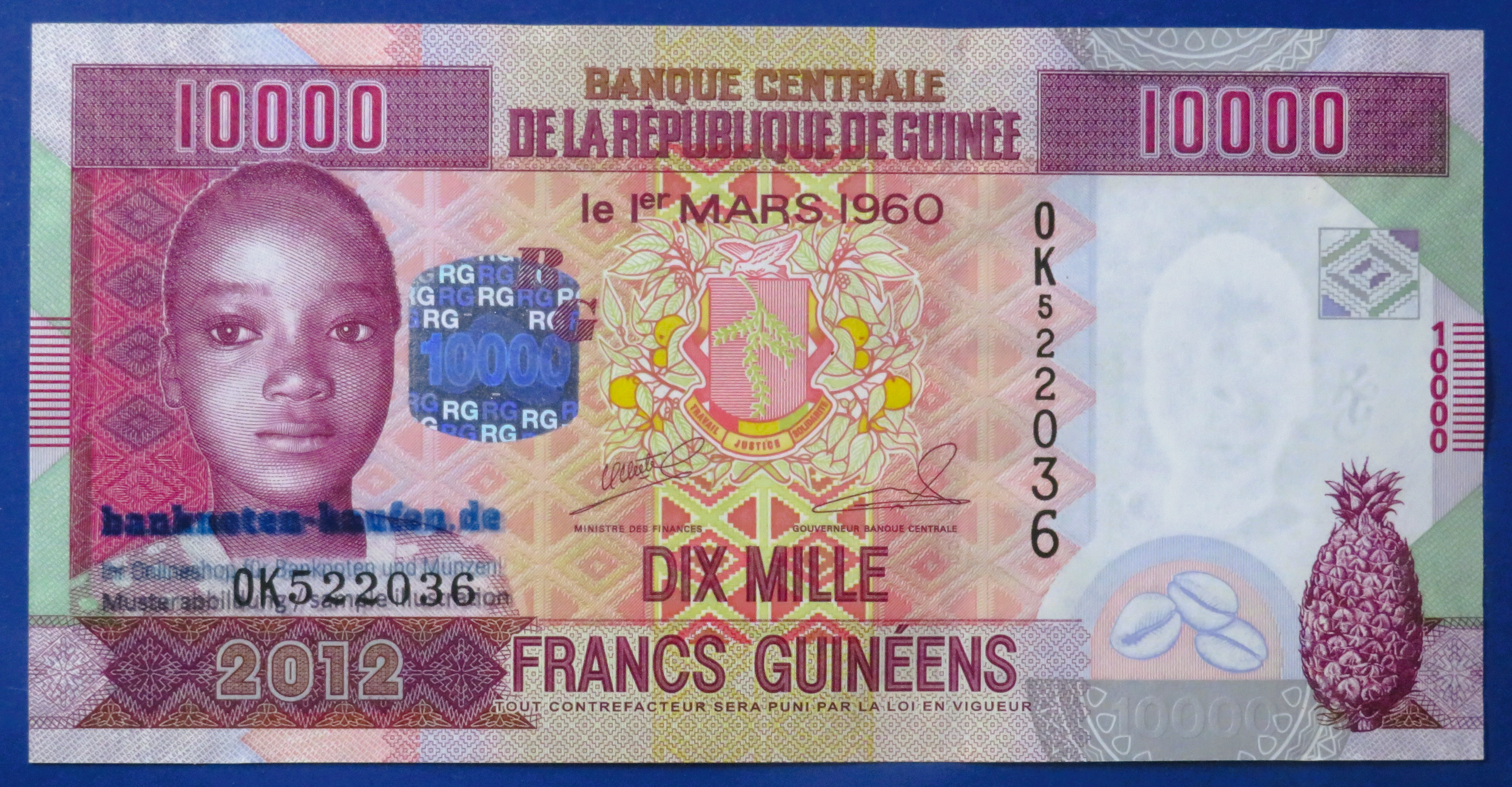 Guinea - 10,000 Francs, 2012, uncirculated (UNC), P-46