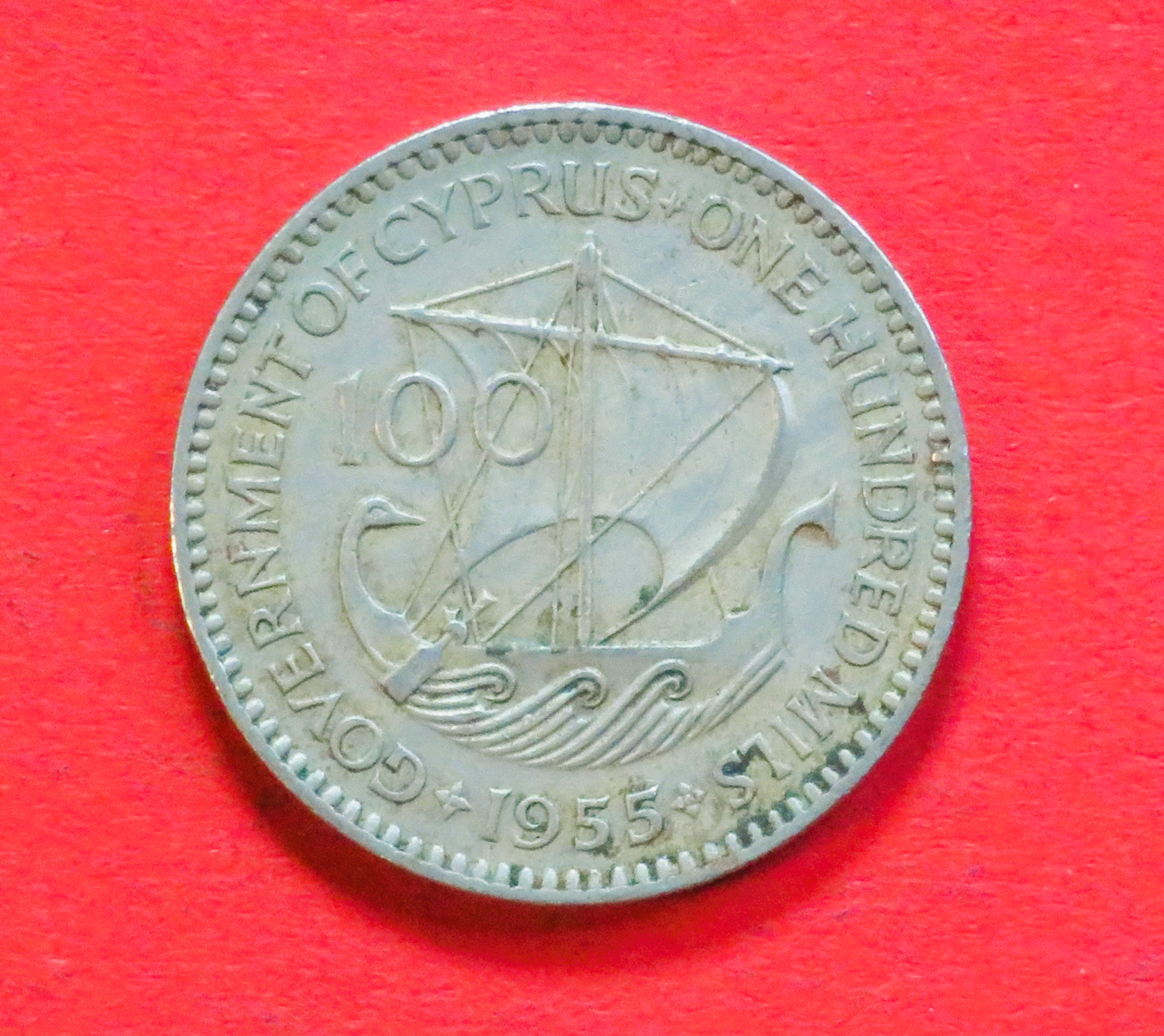 Zypern:  100 Mils, 1955, gebraucht (used / ss), # 37