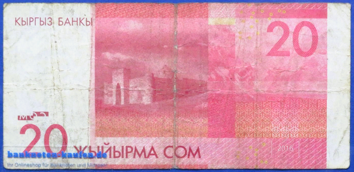 Kirgisistan, 20 Som, 2016,  gebraucht (USED / VG), P-24