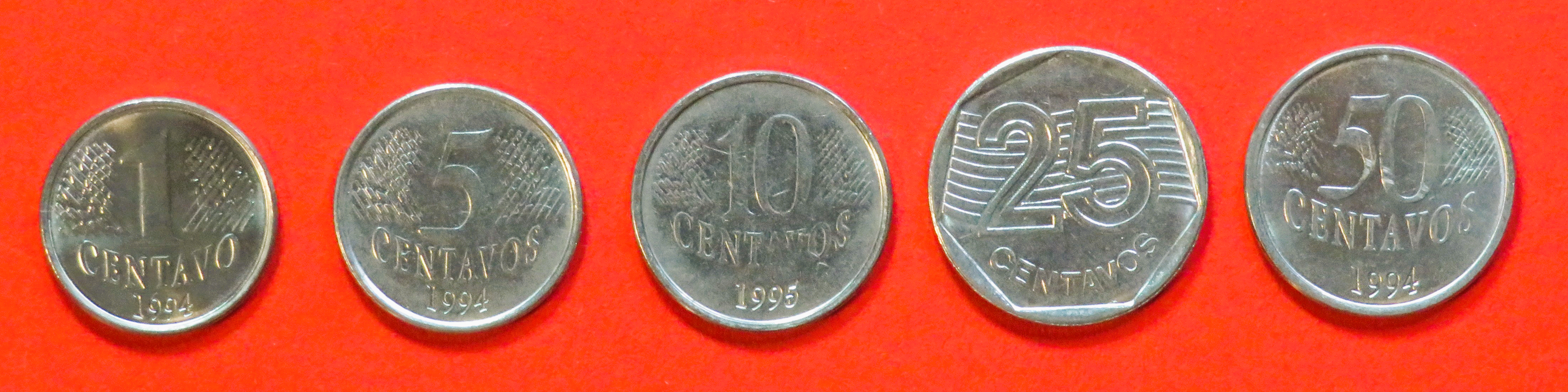 Brazil - Set 9: 1/5/10/25/50 Centavos, 1994-1997, circulated (used / vf)