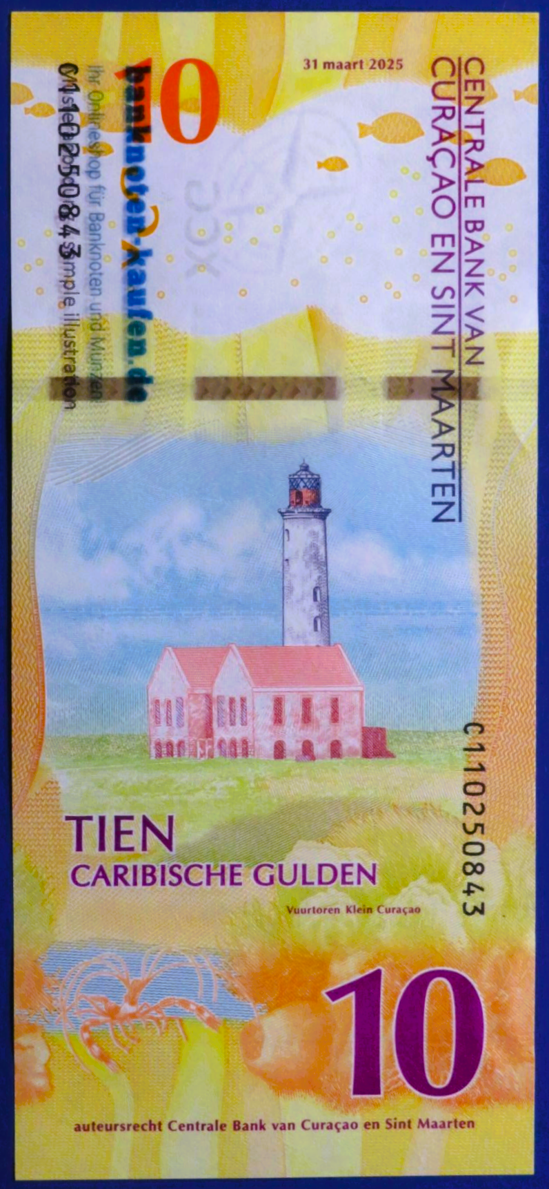 Curacao und Sint Maarten, 10 karibische Gulden, 2025, kassenfrisch (UNC), P-1