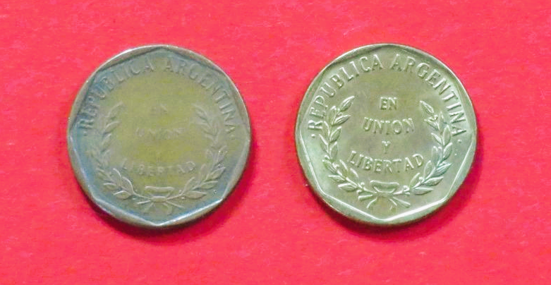 Argentina - Set:  2 x 1 Centavo, 1993, circulated (used / vf), # 108/108a