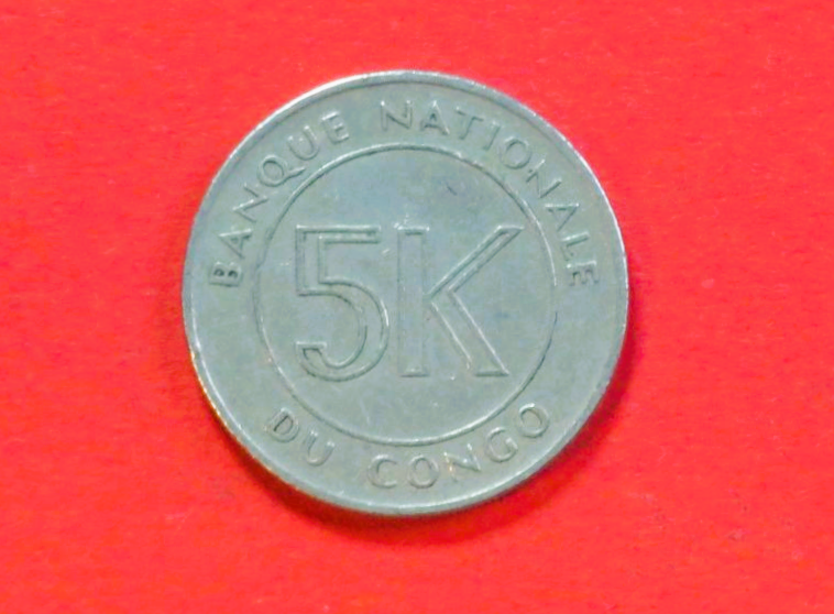 Congo:  5 Makuta, 1967, circulated (used / vf), # 42