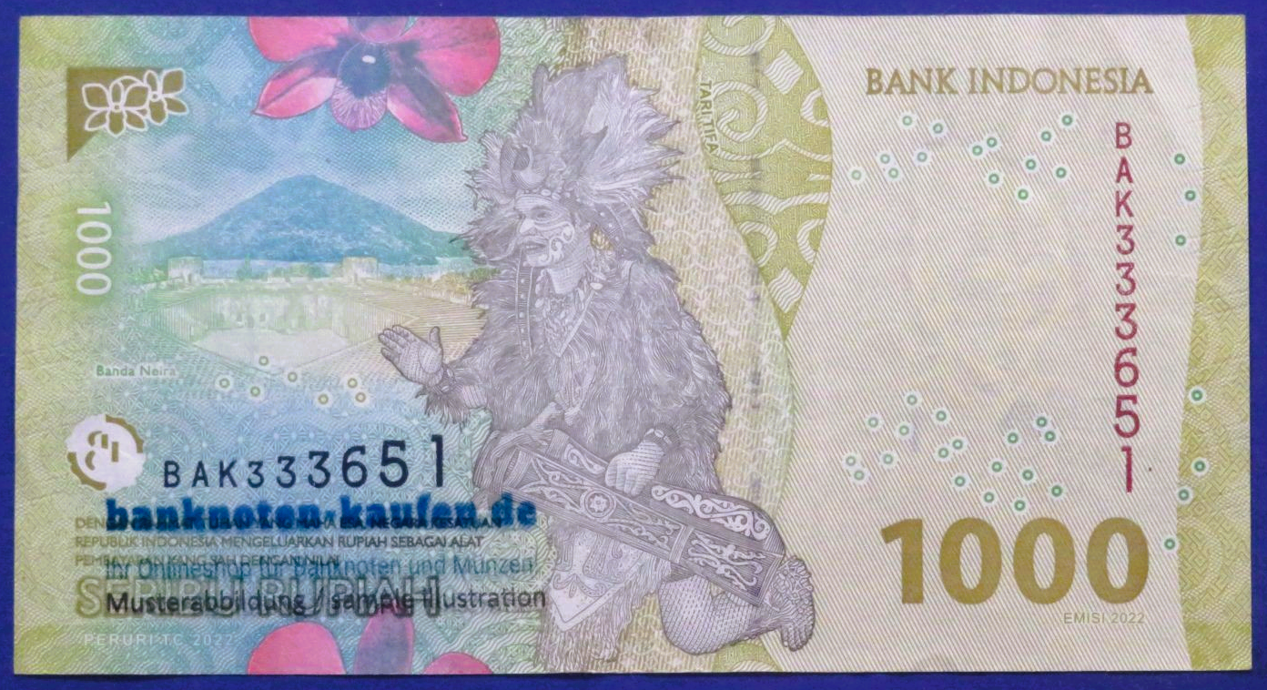 Indonesien, 1.000 Rupiah, 2022, gebraucht (USED / VF), P-162