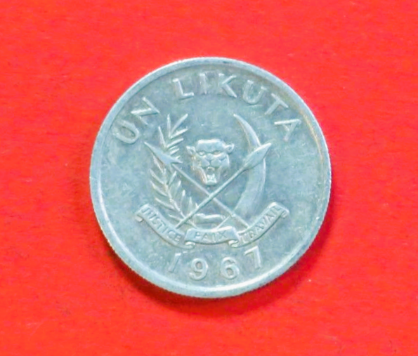 Kongo:  1 Likuta, 1967, gebraucht (used / ss+), # 41