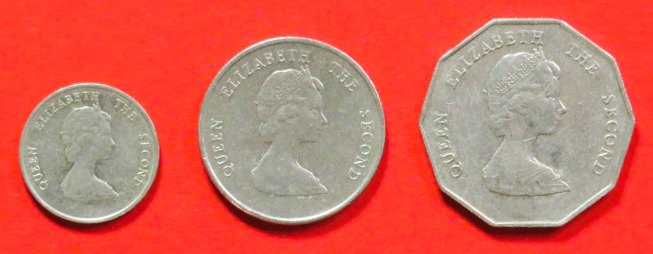Ostkaribische Staaten - Set 2: 10/25Cents + 1 Dollar, 1981-2000, gebraucht (used / ss+), # 13/14/16