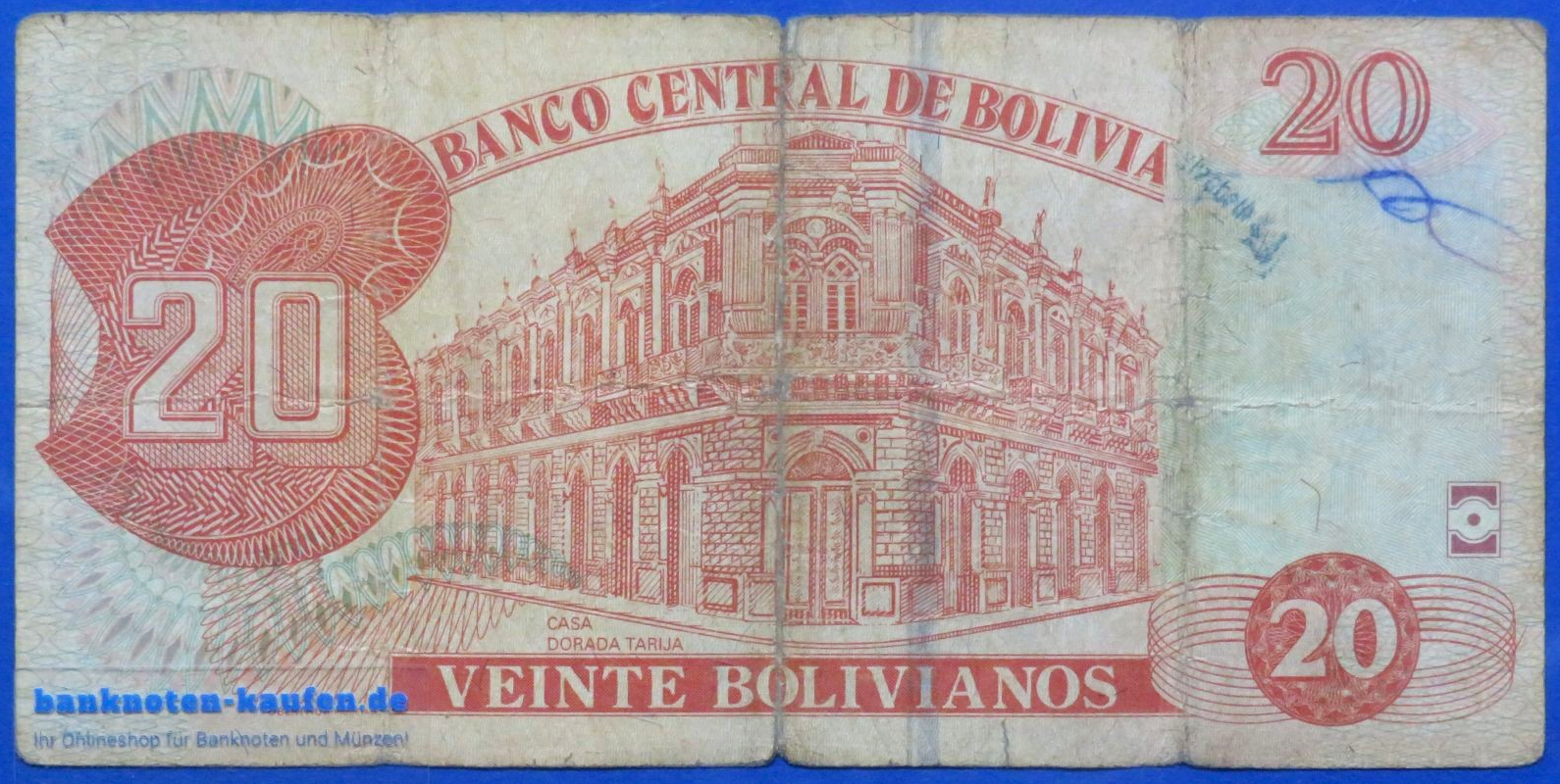 Bolivien, 20 Bolivianos, L. 1986, gebraucht (USED / VG), P-244
