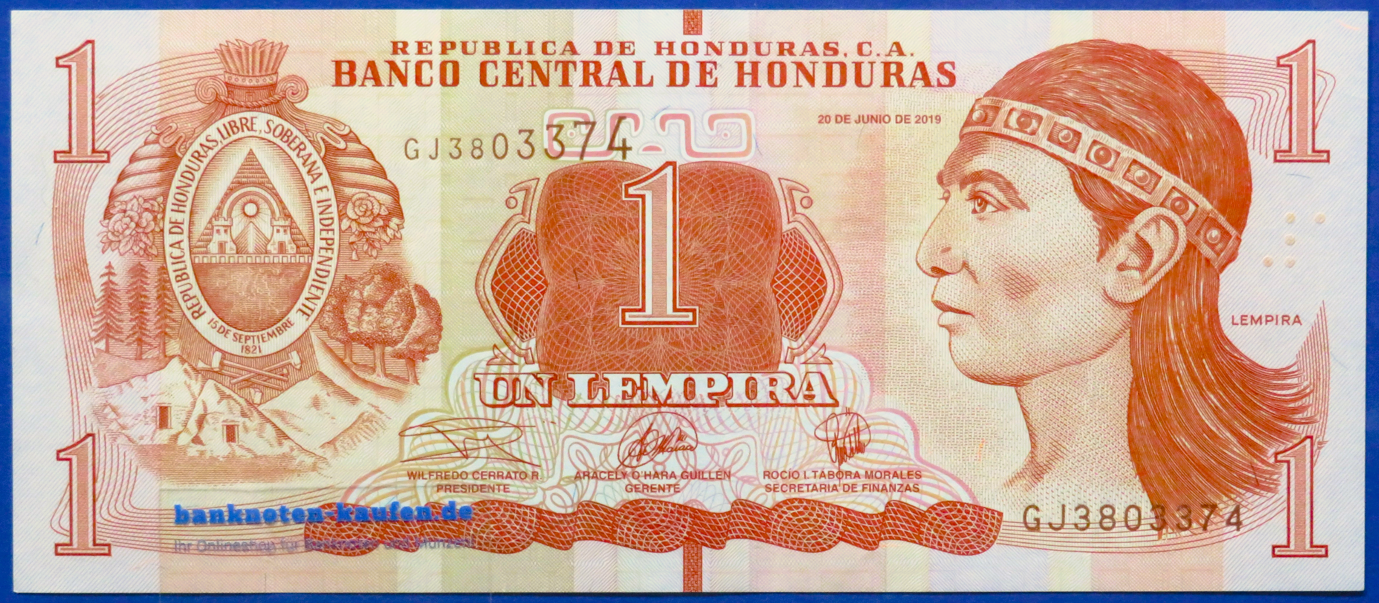 Honduras, 1 Lempira, 2019, gebraucht (USED / XF), P-96d