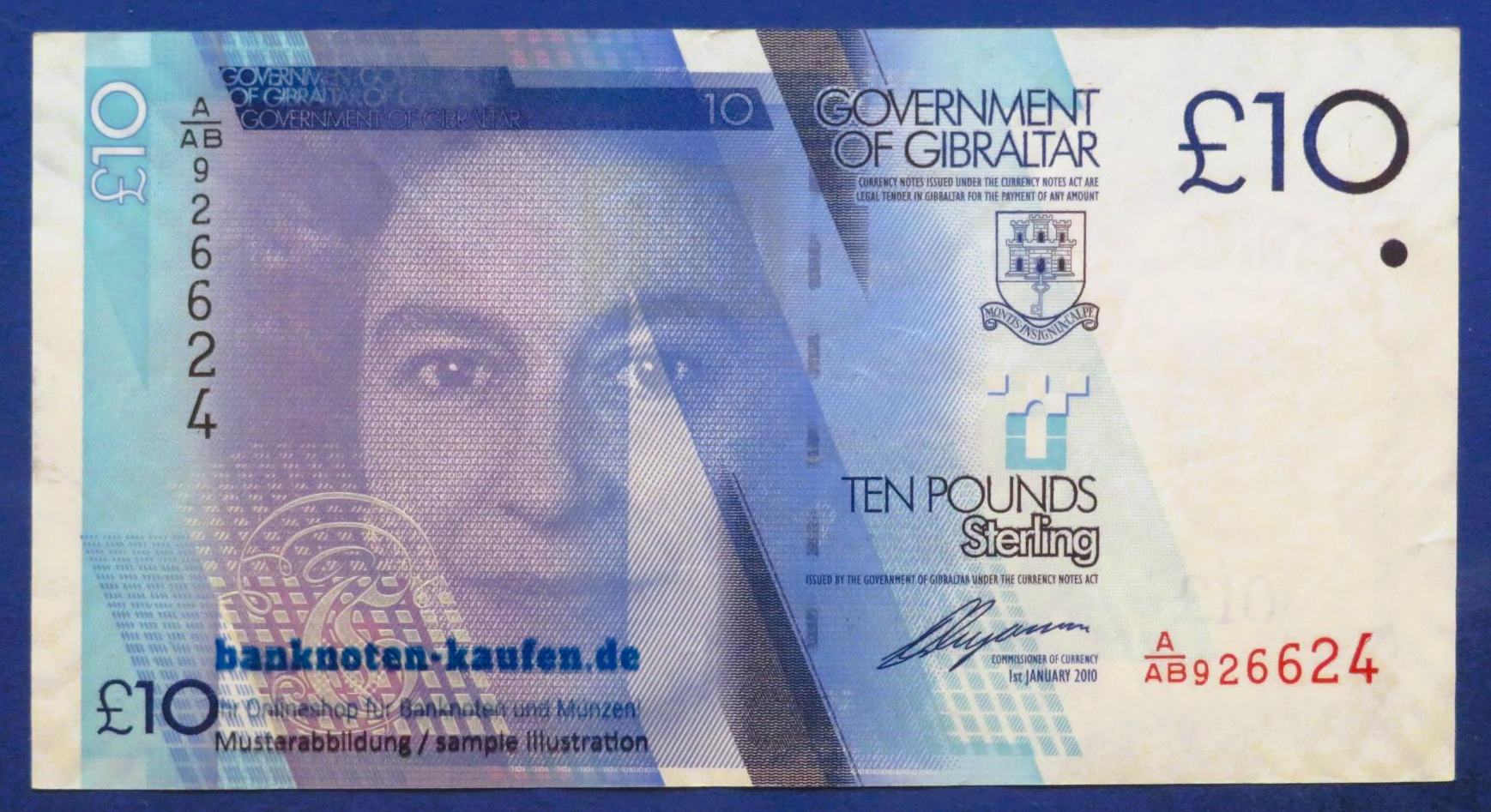 Gibraltar, 10 Pounds, 2010, circulated (USED / VF), P-36