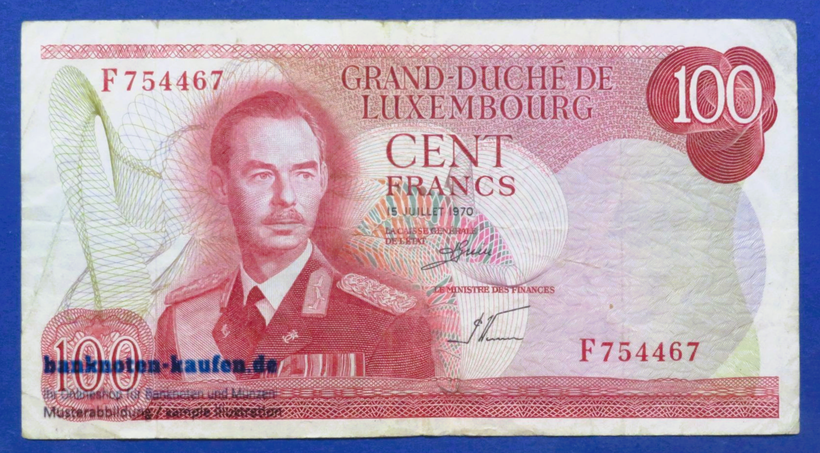 Luxemburg, 100 Francs, 1970, gebraucht  (USED / VF-), P-56